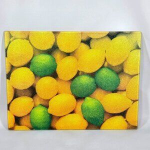 Fresh Lemon Lime Textured Glass Cutting Board Citrus Kitchen Decor 16" x 12"